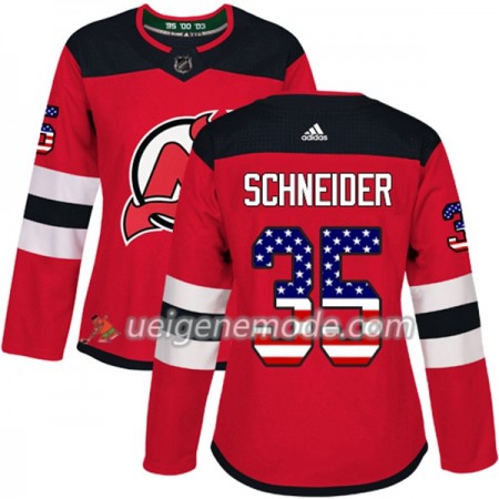 Dame Eishockey New Jersey Devils Trikot Cory Schneider 35 Adidas 2017-2018 Rot USA Flag Fashion Authentic